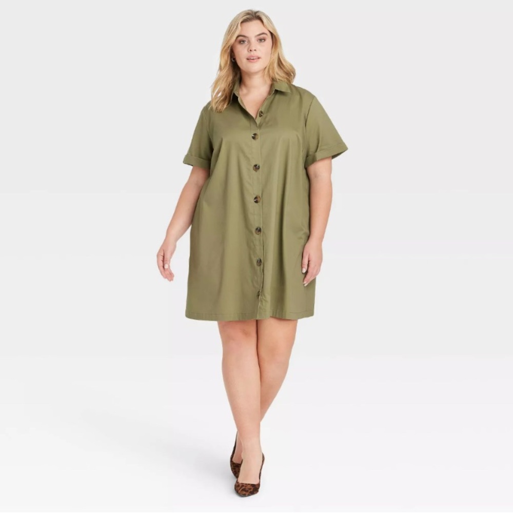 Short sleeve button up dress NWT Who What Wear